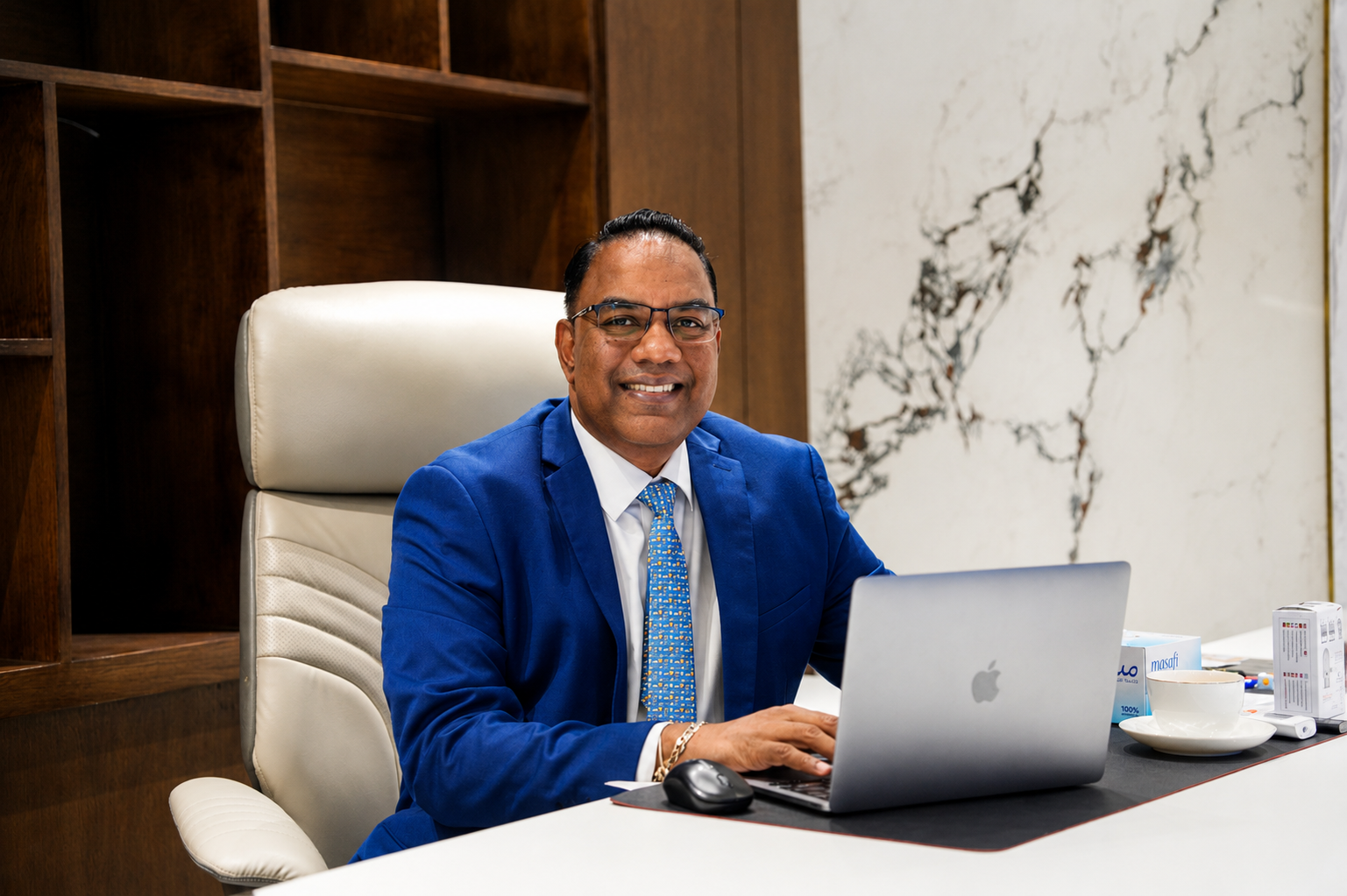 Chaminda De Silva at his Dubai office